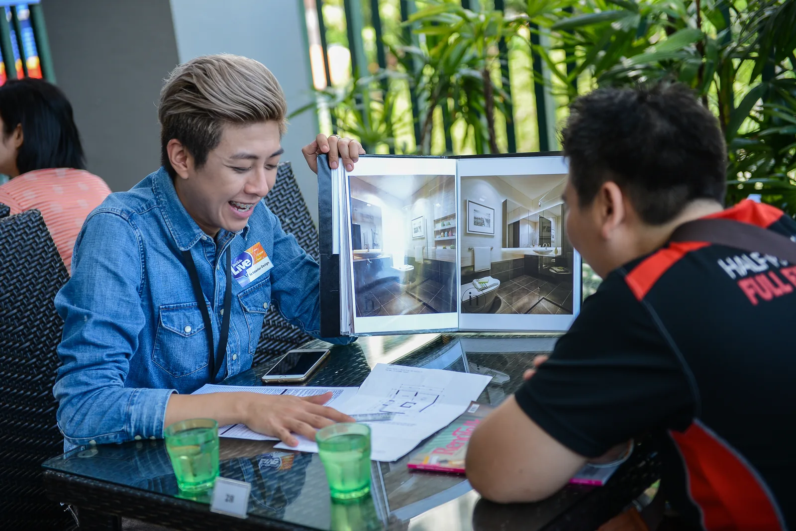 Reviewing interior renders together